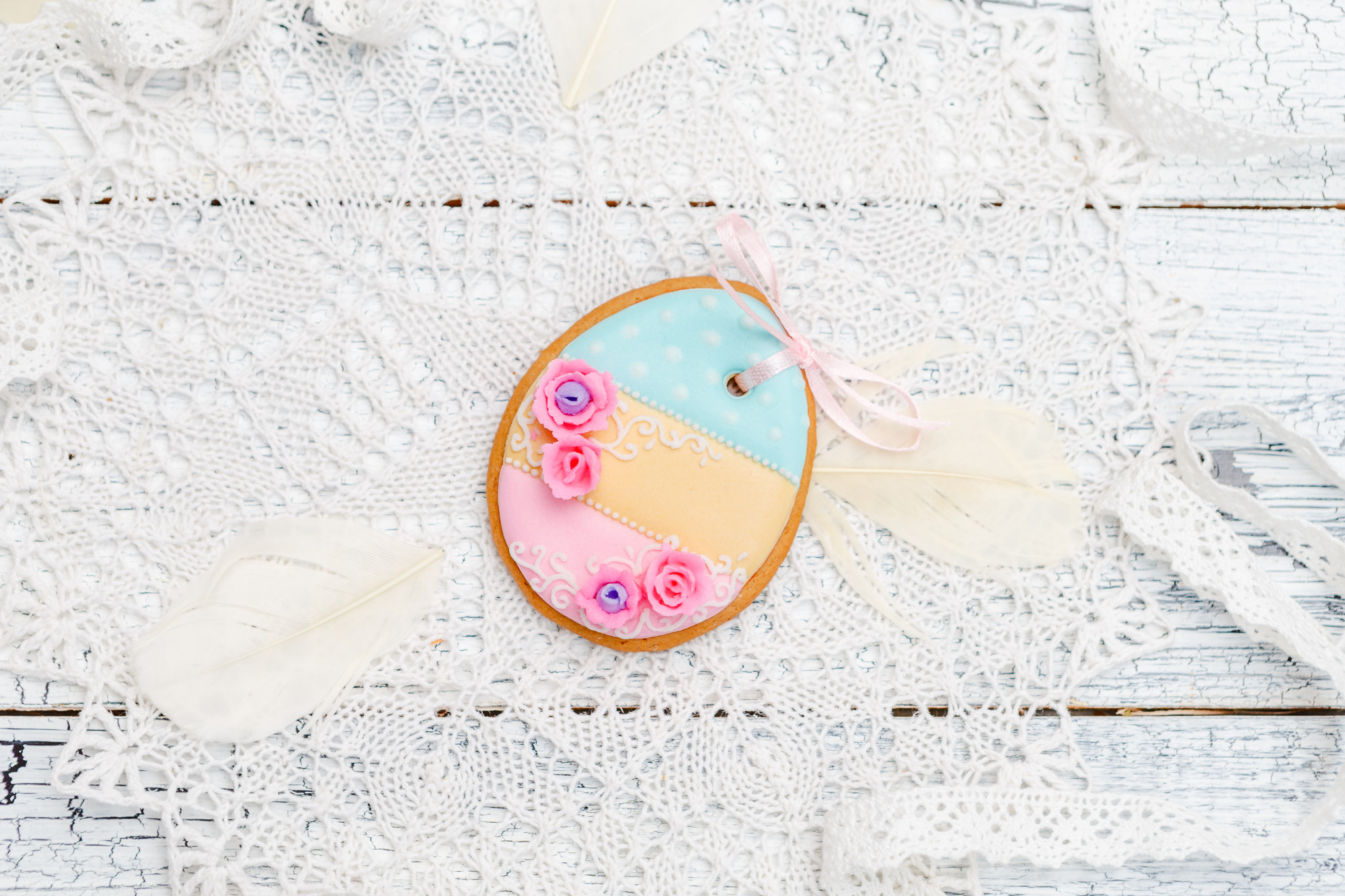 Set of embroidered patches on table